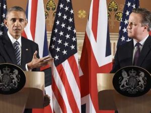 أوباما خلال مؤتمر صحفي مع رئيس الوزراء البريطاني، ديفيد كاميرون