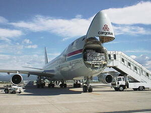 A Cargolux airplane delivers a shipment (Source: Wikimedia)