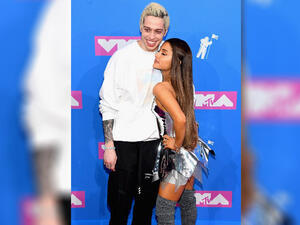 Grande and Davidson became engaged after a few weeks of dating in June (Source: NICHOLAS HUNT / GETTY IMAGES NORTH AMERICA / AFP )