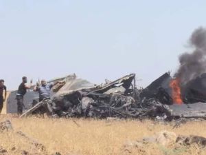 حطام الطائرة السورية التي سقطت في الجنوب