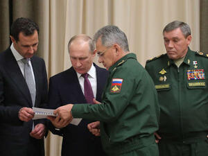 وكان في استقباله وزير الدفاع الروسي والرئيس السوري بشار الاسد

