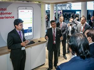 Najib Khan, CEO of Ooredoo Maldives is presenting the App