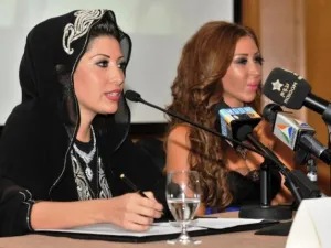 Arab singer Naourhanne with Kholoud Osama Kurdi, one of the top 30 jewellery designers in the world