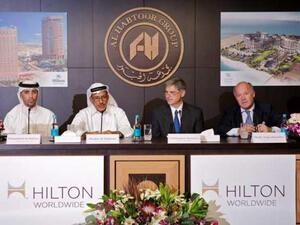 During the press conference with Khalaf Al Habtoor, chairman and founder of Al Habtoor Group and Christopher J. Nassetta, president and chief executive officer, Hilton Worldwide