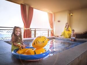 يشتمل كل جناح على مسبح خاص يقع في الشُرفة ويطل على جزيرة النخلة أو أحد مناطق مدينة دبي.