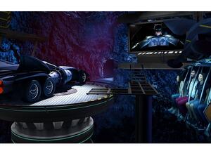 In Gotham City, guests will be able to climb aboard a one-of-a-kind robotically controlled flying Batwing vehicle.