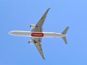 An Emirates Boeing 777 inflight