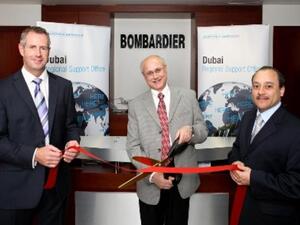 Andy Nureddin with Andy Ellis, Manager of Customer Support, Middle East &amp; Africa Region, and Lanny Schindelmeiser, Director Customer Response Team, at the inauguration