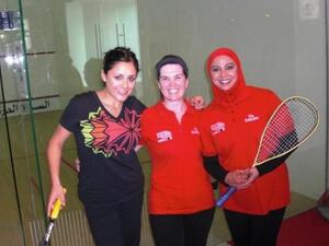 the Emirates ladies team, Maria Fernanda Diaz Reyes, Margaret Grace and Kaneez-Hasnain