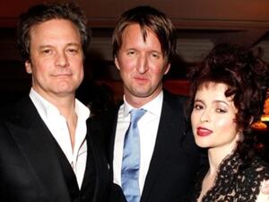Colin Firth, Tom Hooper and Helena Bonham Carter