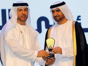 Abdulla Bin Damithan receiving the award from Sheikh Abdullah bin Salem Al Qasimi, Deputy Ruler of Sharjah.