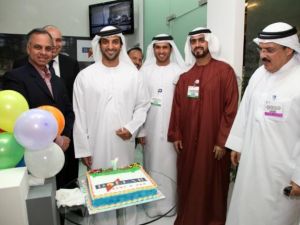 Sheikh Sultan Bin Ahmed Al Qassimi, Chairman of the Sharjah Commerce and Tourism Development Authority celebrating with Dollar Rent A Car team