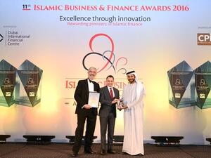 Dr. Adnan Chilwan, Group Chief Executive Officer at Dubai Islamic Bank, receiving Banker of the Year Award