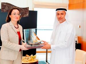 Mohammed Al Zarooni, Director General of the Dubai Airport Freezone and Belgian Ambassador, Anick Van Claster