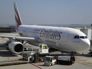 طائرة الإيرباص من طراز A330-200 التي سيتم تشغليها لخدمة رحلة طيران الإمارات الجديدة إلى مطار صبيحة جوكشين الدولي.