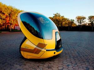 The EN-V is a zero-emissions vehicle powered by lithium-ion batteries