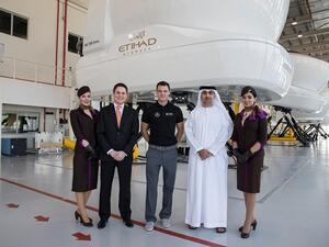 Peter Baumgartner, Etihad Airways’ Chief Commercial Officer Officer, Martin Kaymer, Etihad Guest Ambassador, and His Excellency Aref Al Awani, ADSC’s General Secretary