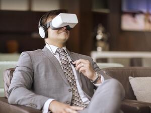The carriers are testing the potential of the technology in lounges. (Courtesy of Emirates)