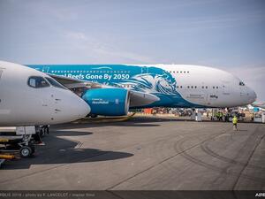 Hi Fly has chosen the A380 to exhibit its very special livery supporting the environmental cause: “Save the Coral Reefs”.