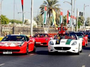 Cars were decorated with UAE flag colours and the slogan of the celebrations "the spirit of the Union"