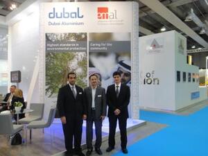 Mohammed Al Mutawa, Sultan Al Sabri and Dr. Feras Allan at DUBAL-EMAL exhibition stand at METEF 2012