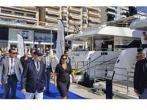 HRH Prince Albert II as he passes by Gulf Craft's superyachts in Monaco Yacht Show 2018.