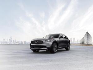 The QX70 Limited model's exterior enhancements begin with a unique front fascia, LED daytime running lights replacing the standard QX70 fog lights.