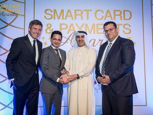 Khalid Hadi receiving the Best Contactless Solution Award