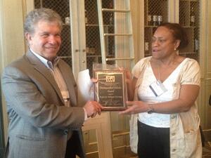 Bahgat Korany, professor of international relations and political economy at The American University in Cairo receiving the award 