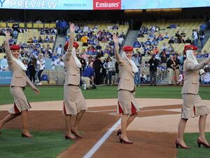 LA Dodgers Emirates Cabin crew saftey inspired demonstration