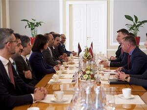Meeting with the Latvian President H.E Raimonds Vejonis.