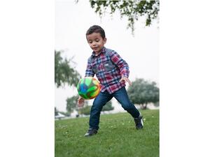 Moemen enjoys a game of football