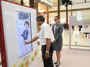 Customers can redeem their receipts for an e-coupon at the customer service desk and record their resolution in the automated booth at the malls.