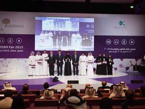 The overall winners of the inaugural Qatar Science, Technology, Engineering, Art and Math Fair (Qatar STEAM)