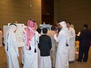 Students present their research posters at the Environmental Research Contest, organised by the Qur’anic Botanic Garden