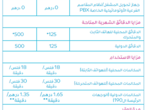 تعريفات هاتف بلس للمؤسسات