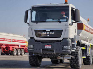 
The vehicles transporting the materials, which also included 2.7 million gallons of base oil and 37,580 tons of liquid sulphur, covered nearly 3 million kilometres in the process. (Trade Arabia)