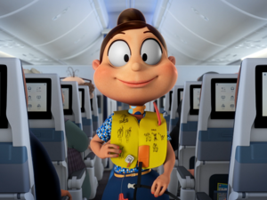 Cabin Crew member, Maya, in a still from flydubai's MAX safety video