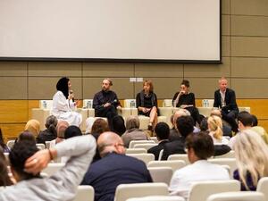 A selection of guest speakers during a panel at Qatar Foundation’s inaugural ‘Learning from Education City’ conference.  
