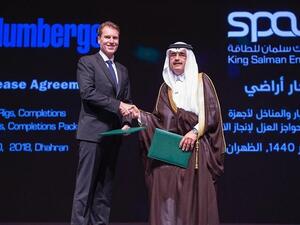 Saudi Crown Prince Mohammed bin Salman bin Abdulaziz on Monday broke ground on the King Salman Energy Park, SPARK. (Saudi Aramco)