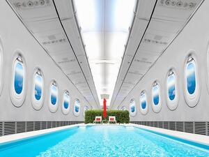 A swimming pool in a plane? Emirates may have fooled everyone on April 1. (Twitter) A swimming pool in a plane? Emirates may have fooled everyone on April 1. (Twitter)