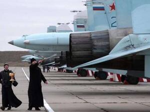 استقبال حاشد لطلائع المقاتلات الروسية العائدة من سوريا
