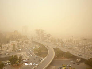 As the sandstorm rolls over parts of the Middle East, cities are being enveloped in a cloud of dust causing chaos to travel arrangements. (Facebook)