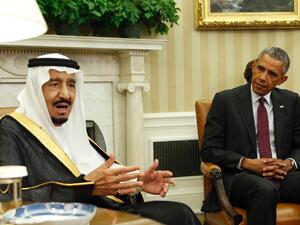 Saudi King Salman bin Abdulaziz Al-Saud meets with US President Barack Obama in the White House. (AFP/Yuri Gripas)