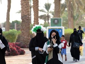 Saudi women arriving at one of the stadiums in the country  to celebrate the National Day of Saudi Arabia in Riyadh (AFP/File Photo)
