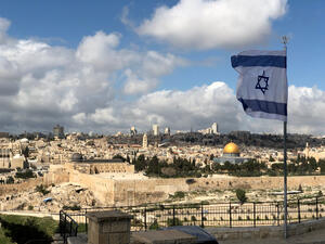 Israel flag above the old city of Jerusalem Israel (Shutterstock/File Photo)