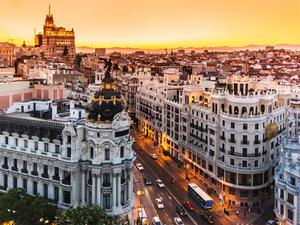 Panoramic aerial view of Gran Via, main shopping street in Madrid, capital of Spain, Europe. (Shutterstock/ File)