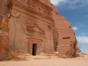 Nabatean tomb in Madain Saleh archeological site, Saudi Arabia.. (Shutterstock)