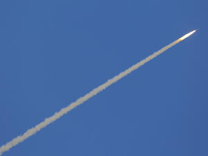 The missile, with its 17-meter-long, 2m-wide body, is capable of carrying a nuclear warhead of about 1.5 tons (1,360 kilograms) (Shutterstock/File)