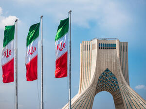 Tehran's Azadi Tower with Iranian flags, (Shutterstock/File Photo)